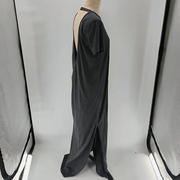 Lunya Restore Long Maxi Dress In Meditative GREY Open back Side Slit - Picture 12 of 13